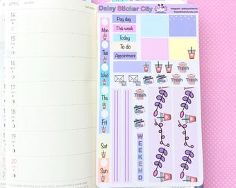 Weekly Stickers Planner Kit for Hobonichi Weeks / Hobonichi Weeks Sticker Sheet / Iced Coffee