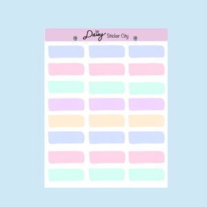 May include: A sheet of pastel colored rectangular stickers with the text "Daisy Sticker City" at the top.