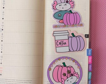 Pumpkin Lola Fall Coffee Deco Die Cut Stickers