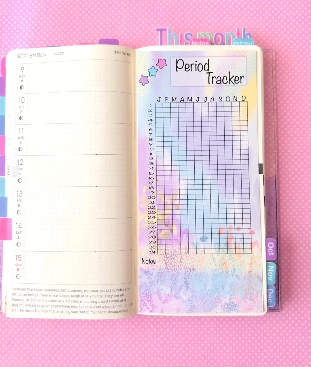Period Tracker Full Page Hobonichi Weeks Planner Sticker A6 B6 - Etsy