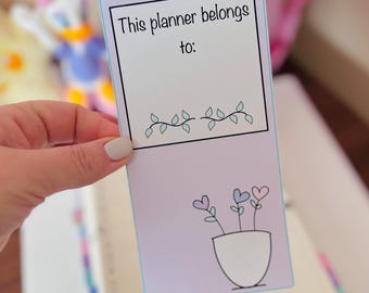 Full Page Sticker This Planner Belongs to Sticker Heart Floral Plant