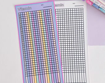 Vitamin Sticker Tracker: Hand Drawn Monthly A6 Matte Finish