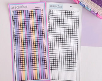 Medicine Tracker Sticker: Monthly Grid, Hand Drawn, Matte Finish