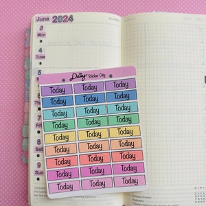 Today Script Agenda Sticker Sheet / Planner Today Stickers / Colorful ...