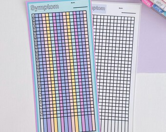 Monthly Symptom Tracker Sticker, Hand Drawn A6 Weekly Grid (Matte Finish)