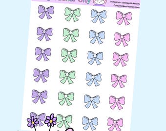 Colorful Bow Sticker Sheet / Bow Stickers / fun stickers / cute stickers / agenda stickers / journaling stickers