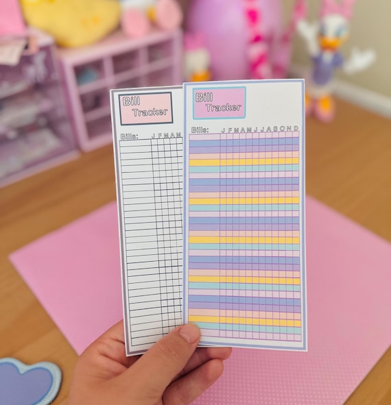 Bill Tracker Planner Full Page Sticker / Hobonichi weeks full page Bill Tracker Chart Sticker A6 B6 Day Designer Planner Mini