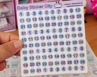 Number Planner Stickers / Planner Number Stickers / Calendar 1-31 Stickers