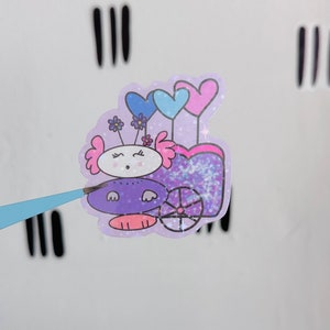 Lola Balloon Cart Holographic Die Cut Sticker / Valentine day cute die cut sticker