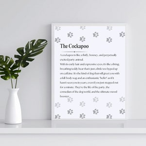 Digitaler Cockapoo Druck, lustige Beschreibung des Cockapoo mit einem ästhetischen Pfotenabdruck-Design, Cockapoo Wandkunst, Cockapoo Geschenk