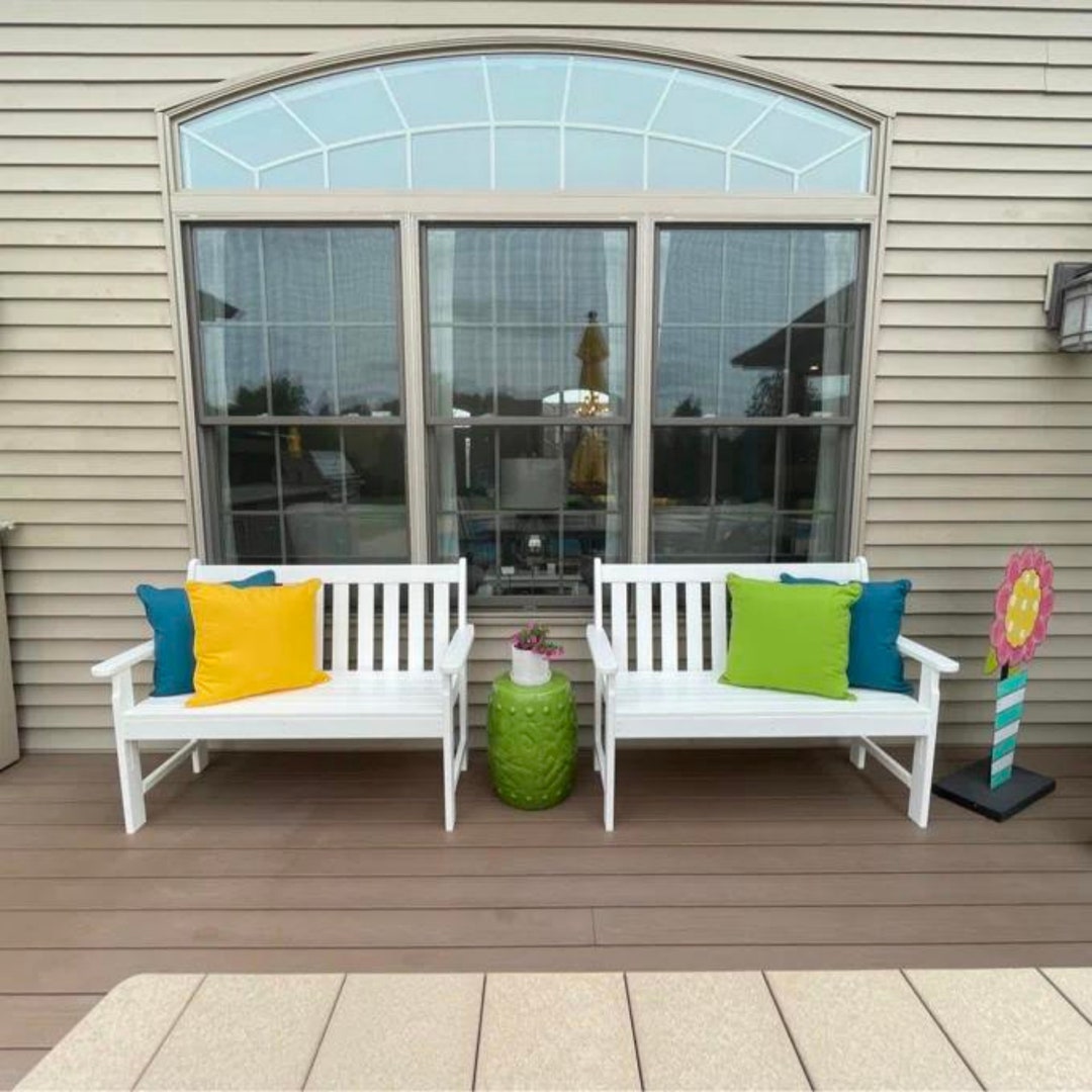 Plastic Garden Bench Faux Wood Outdoor Bench Backyard Patio Etsy