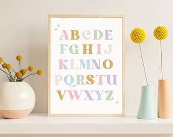 Alphabet Print for Nursery, Bedroom, Classroom or Playroom | A4