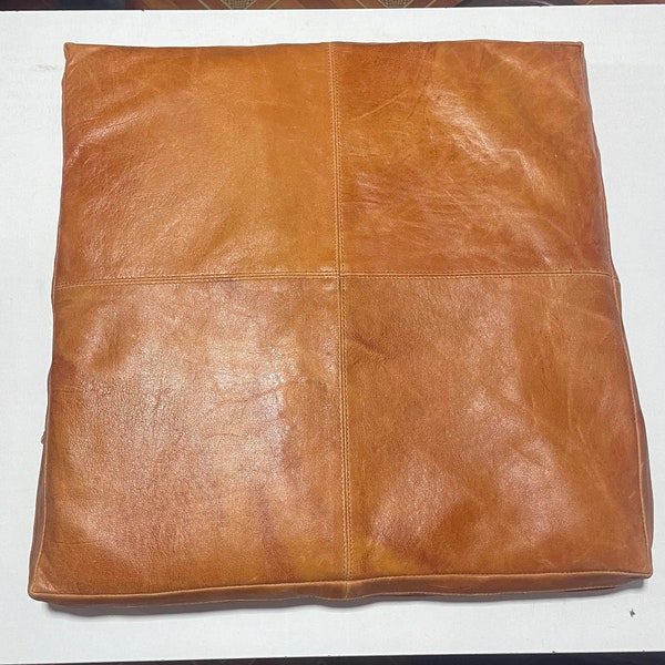 Genuine Leather Seat Cushion Cover, Dining Cushion, Table Seat Pad, Rectangular Square Floor Cushion Cover, Customized Leather Pet Bed Tan