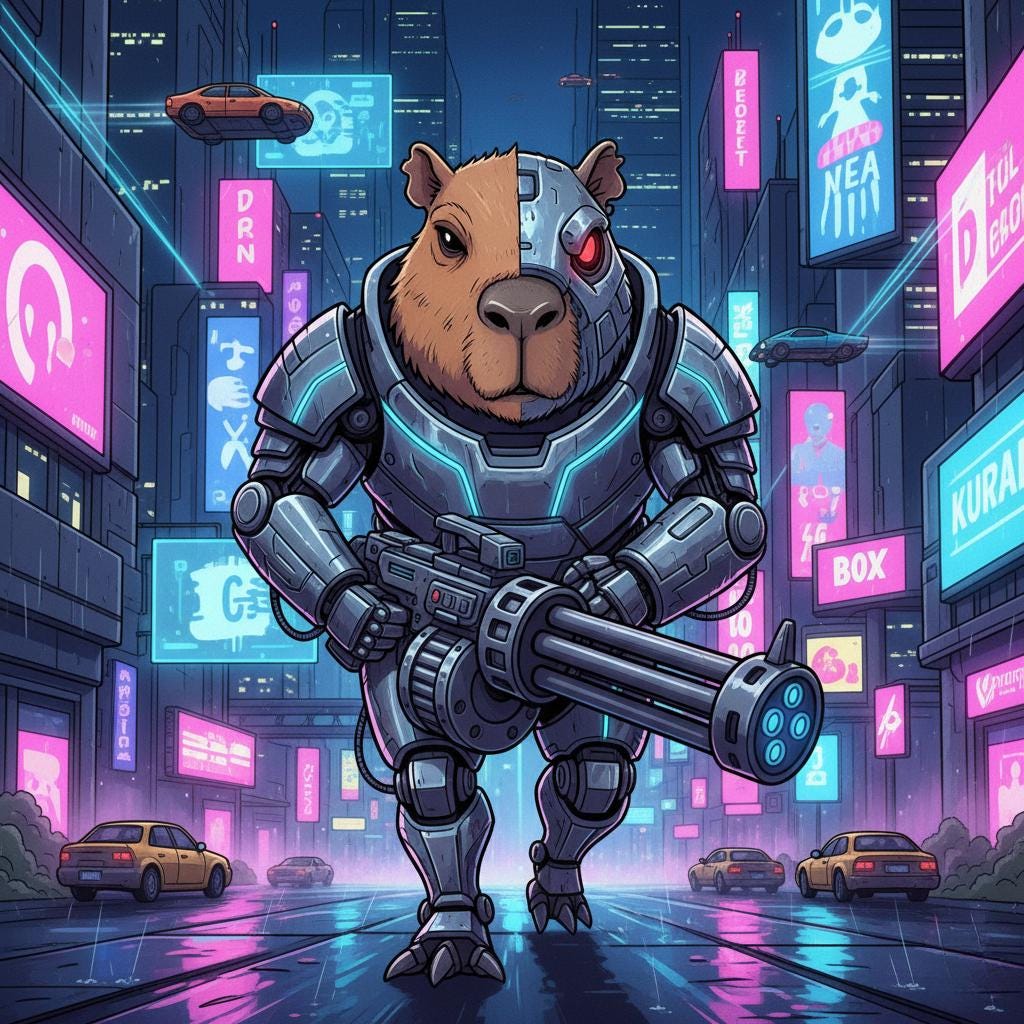 Terminator Riding Capybara Image Capybara Terminator Parody Bundle – 20 Funny Cartoon Digital Art Pngs ...