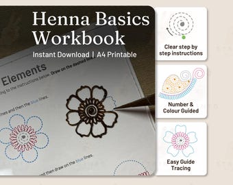 Henna Drawing Workbook for Beginners | Digital Practice Sheets | A4 Printable Mehndi Guide | Learn Henna Basics