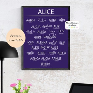 Personalised Name in Different Languages Custom Translation Home Office Modern Chic Bedroom Multilingual Door Sign Art Birthday Gift Artwork
