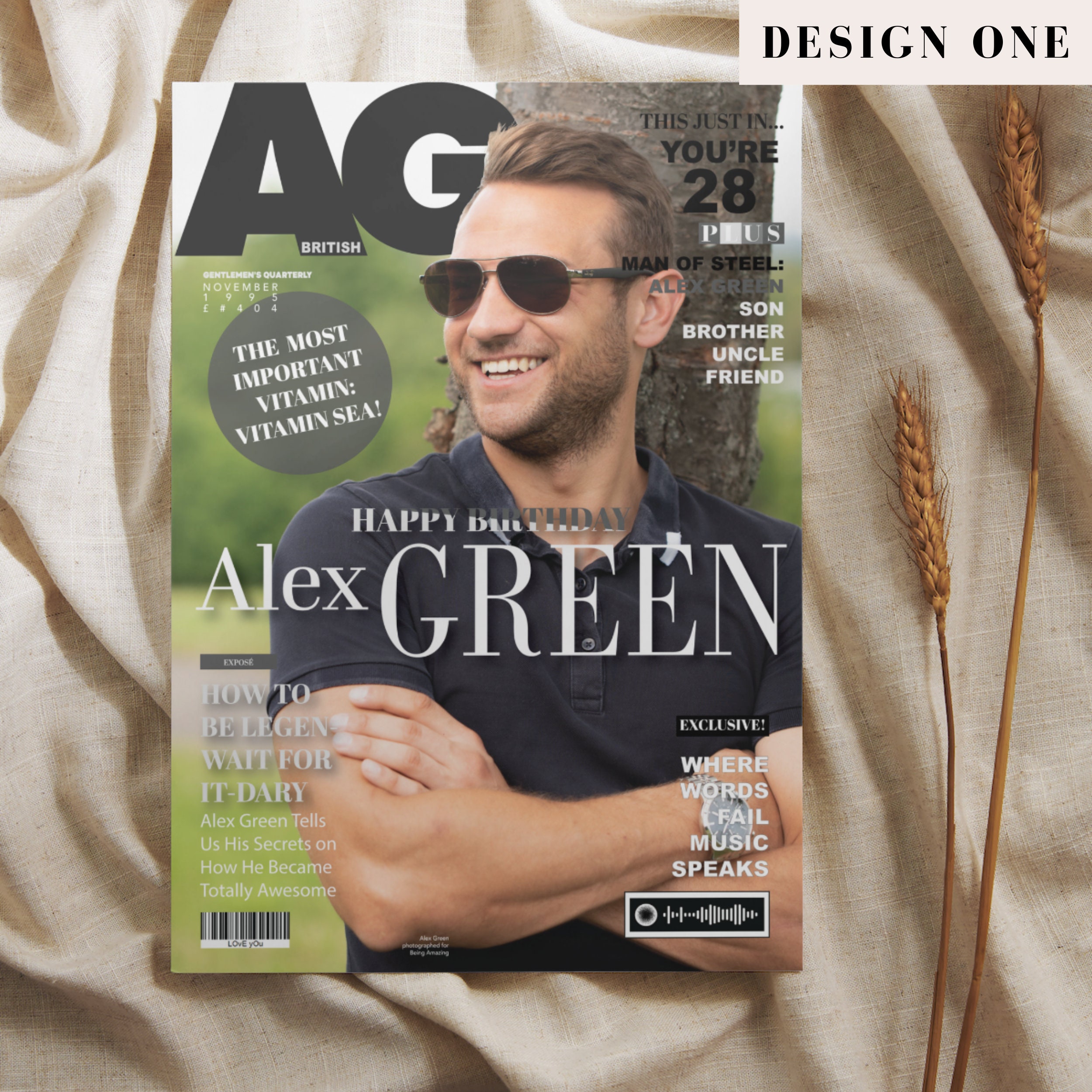 Personalised Men's Magazine Cover Print Commissioned Brochure Custom