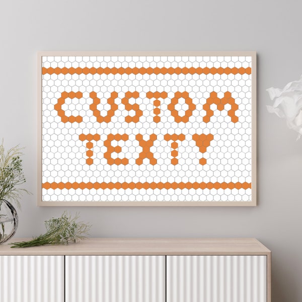 Custom Penny Tiles Text | Personalised Hexagon Art Print Vintage Tile Typography Word Framed Wall Art Gift Bathroom Home Decor Y2K Colour