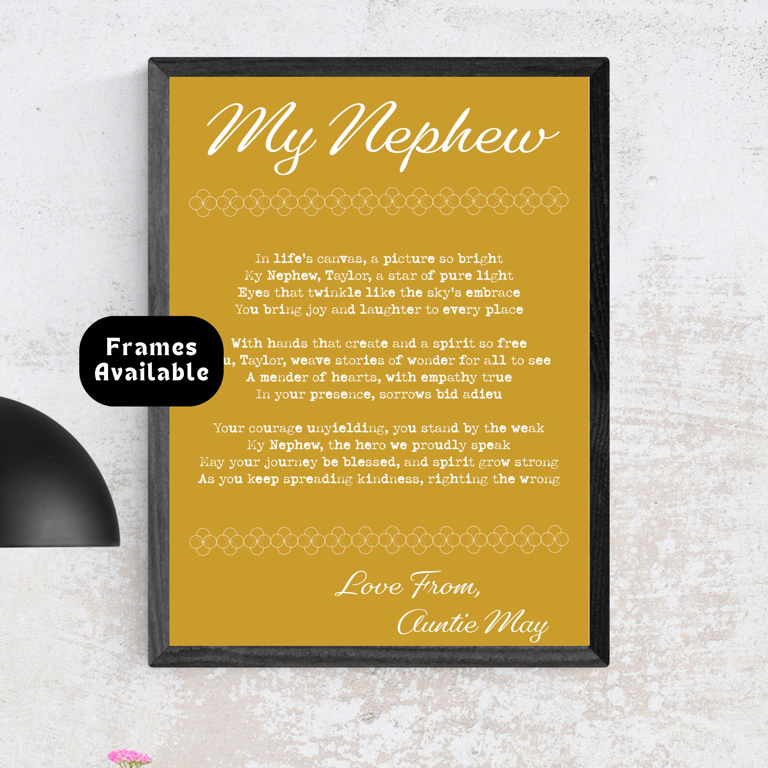 Personalised Nephew Poem Print Custom Commissioned Gift Name Meaning