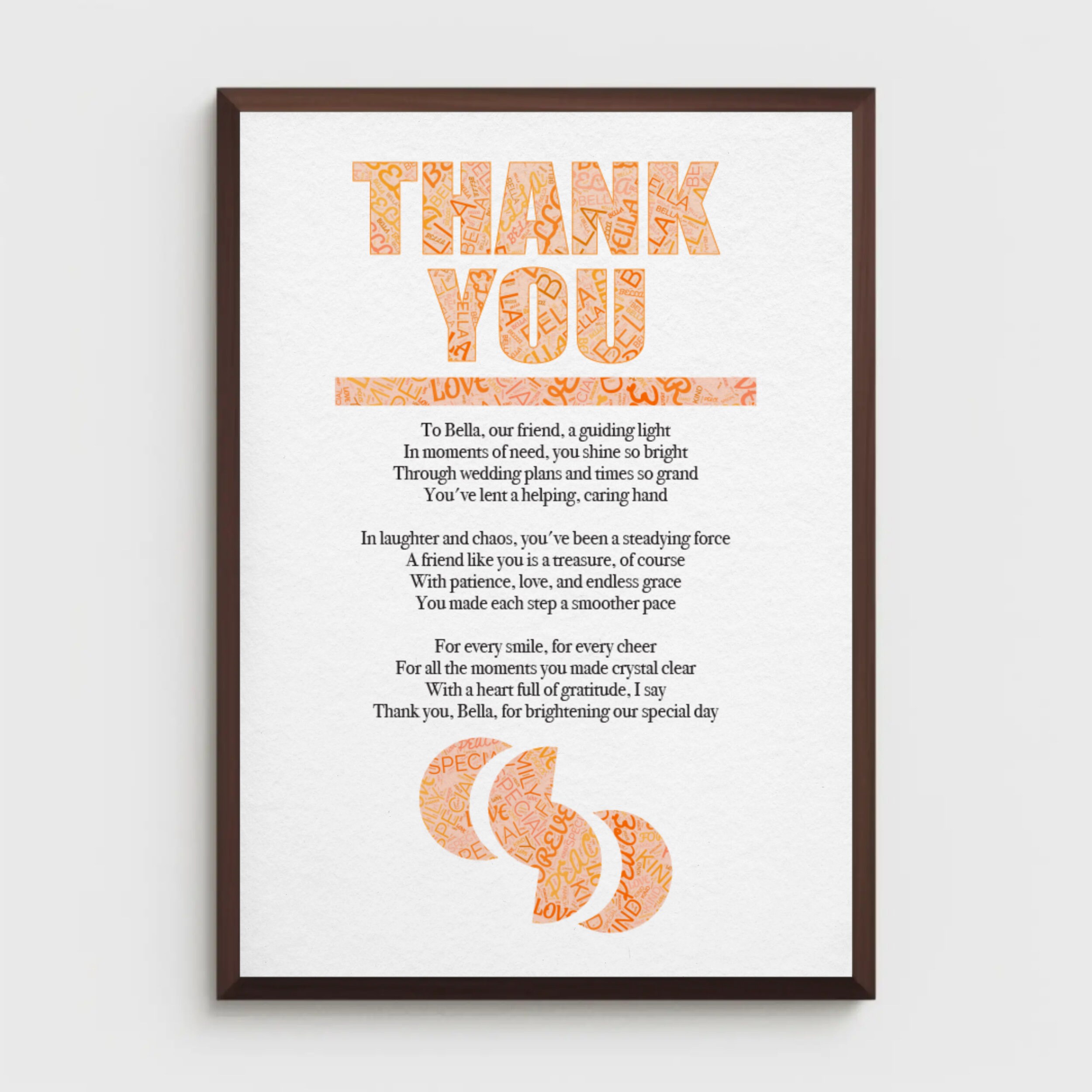 Personalised Thank You Poem Print Custom Framed Gift Name Meaning