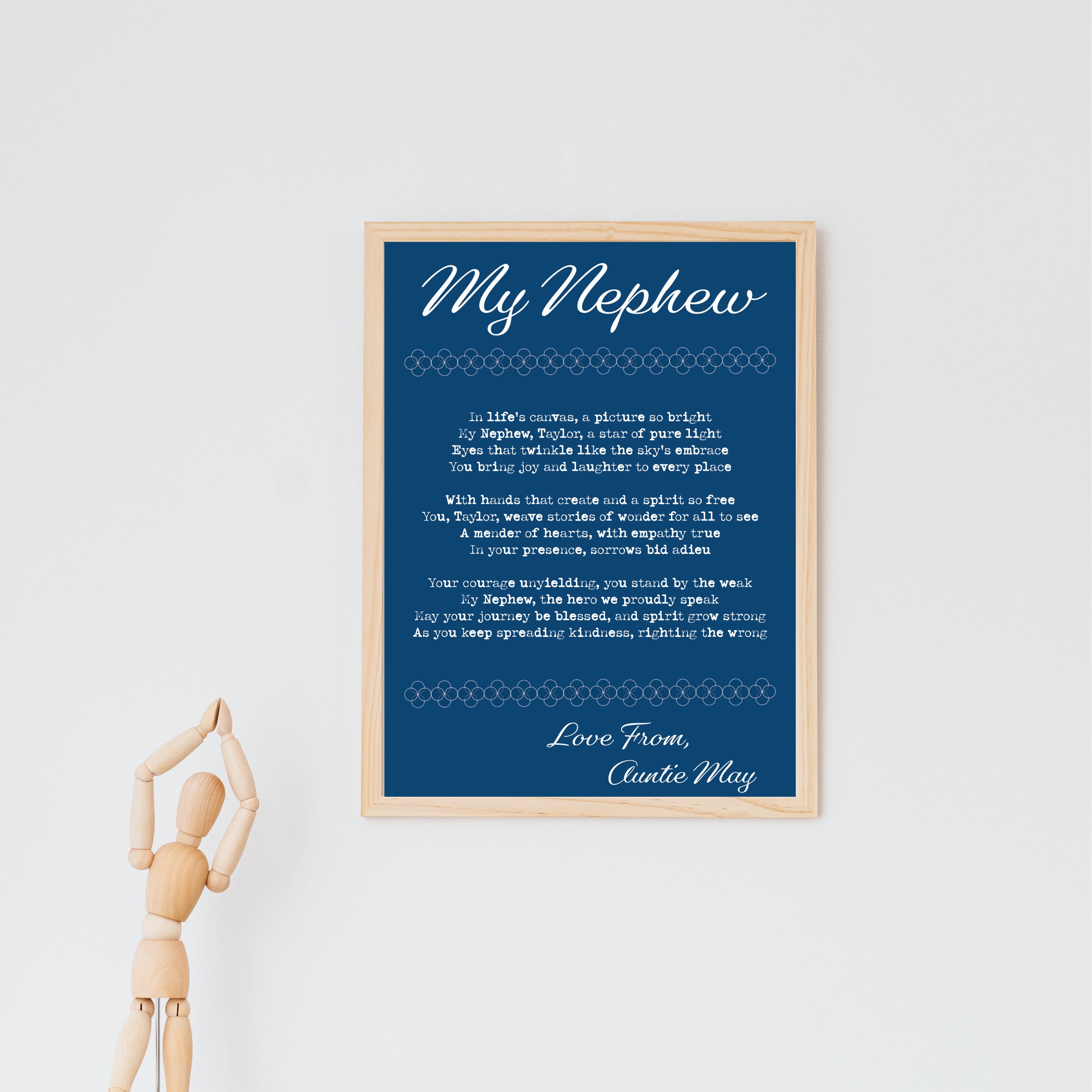 Personalised Nephew Poem Print Custom Commissioned Gift Name Meaning