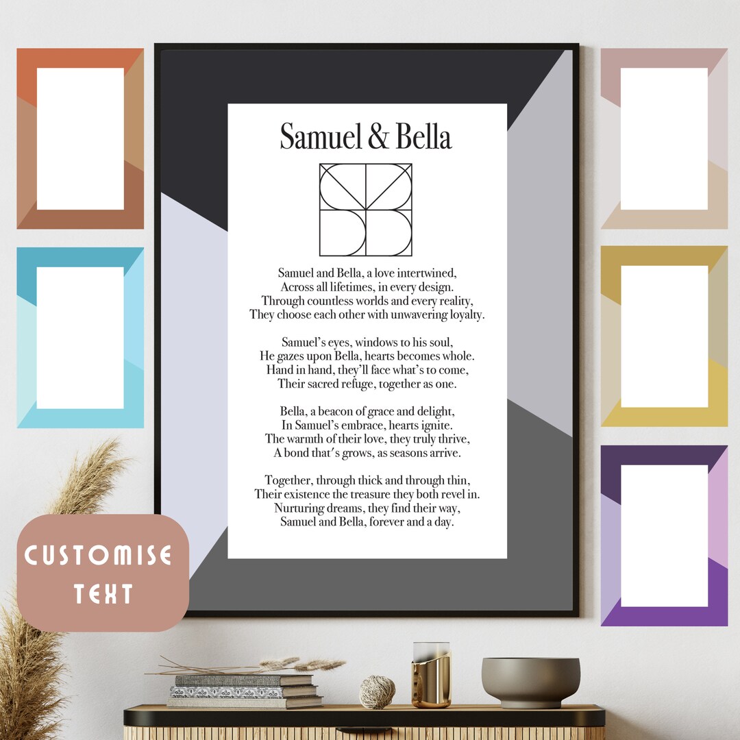 Custom Song Lyrics Poem Couple Name Logo Art Print Poster - Etsy