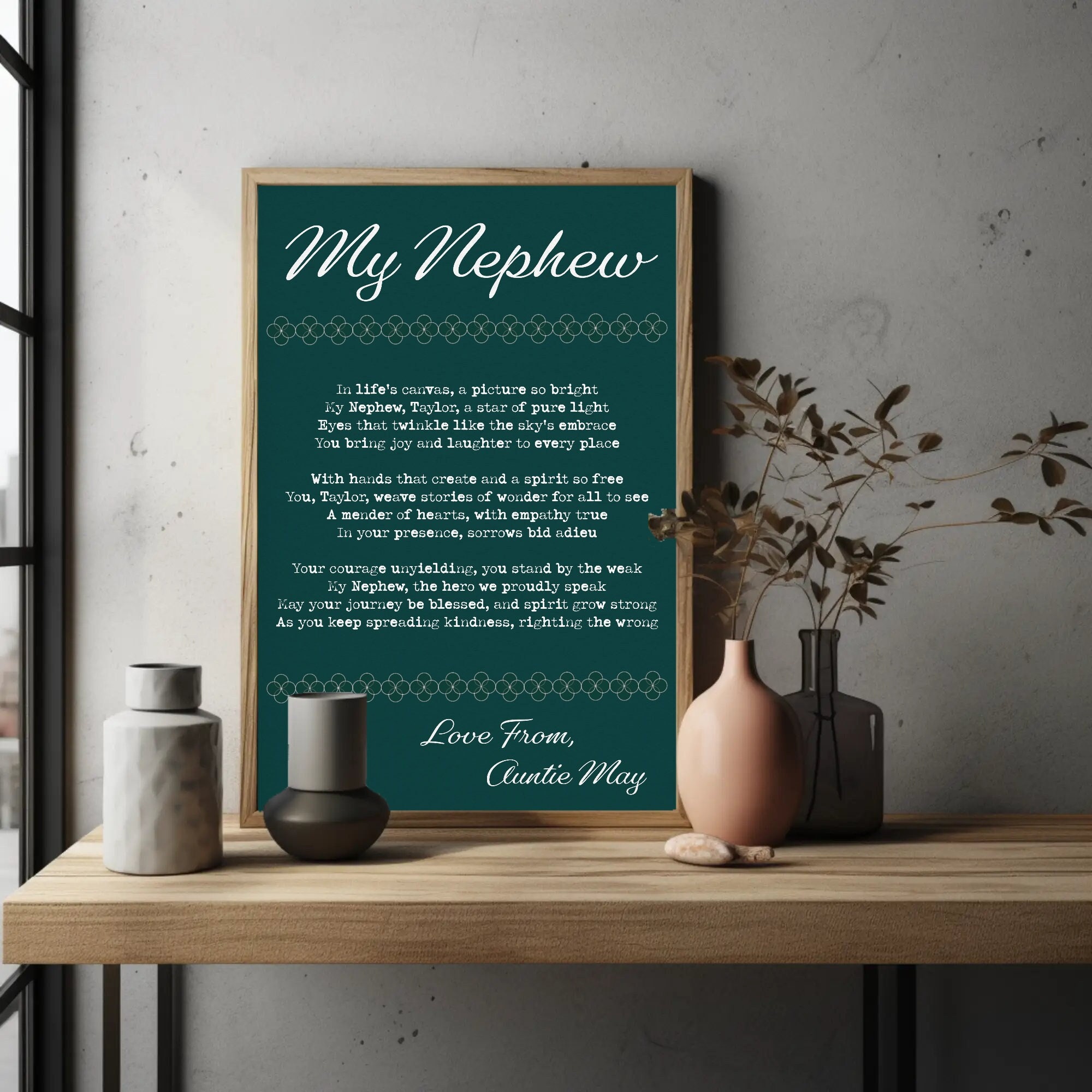 Personalised Nephew Poem Print Custom Commissioned Gift Name Meaning