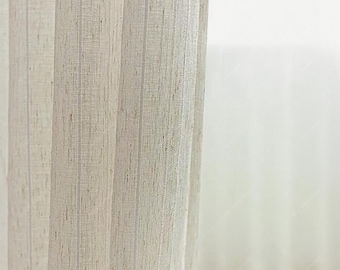 Natural Linen Sheer Curtains: Vertical Stripe Light Filtering Drapes