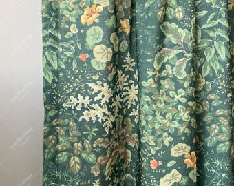 Green Botanical Print Semi-Blackout Curtain, Nature-Inspired Drapes for Living Room and Bedroom