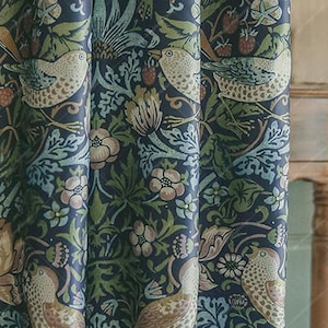 Vintage Curtains & Drapes, Floral And Bird Patterned Colorful Blackout Drapes for Living Room Bedroom