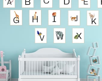Affiche de l'alphabet pour l'apprentissage, PRODUIT NUMÉRIQUE, image de la chambre des enfants "ABC", image de l'alphabet, apprentissage de l'abc, affiche des lettres
