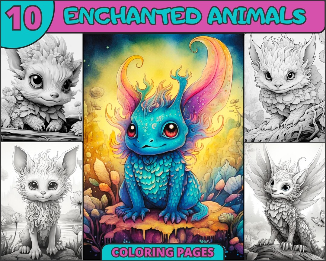 Enchanted Animals Coloring Pages Fantasy Animals Coloring - Etsy