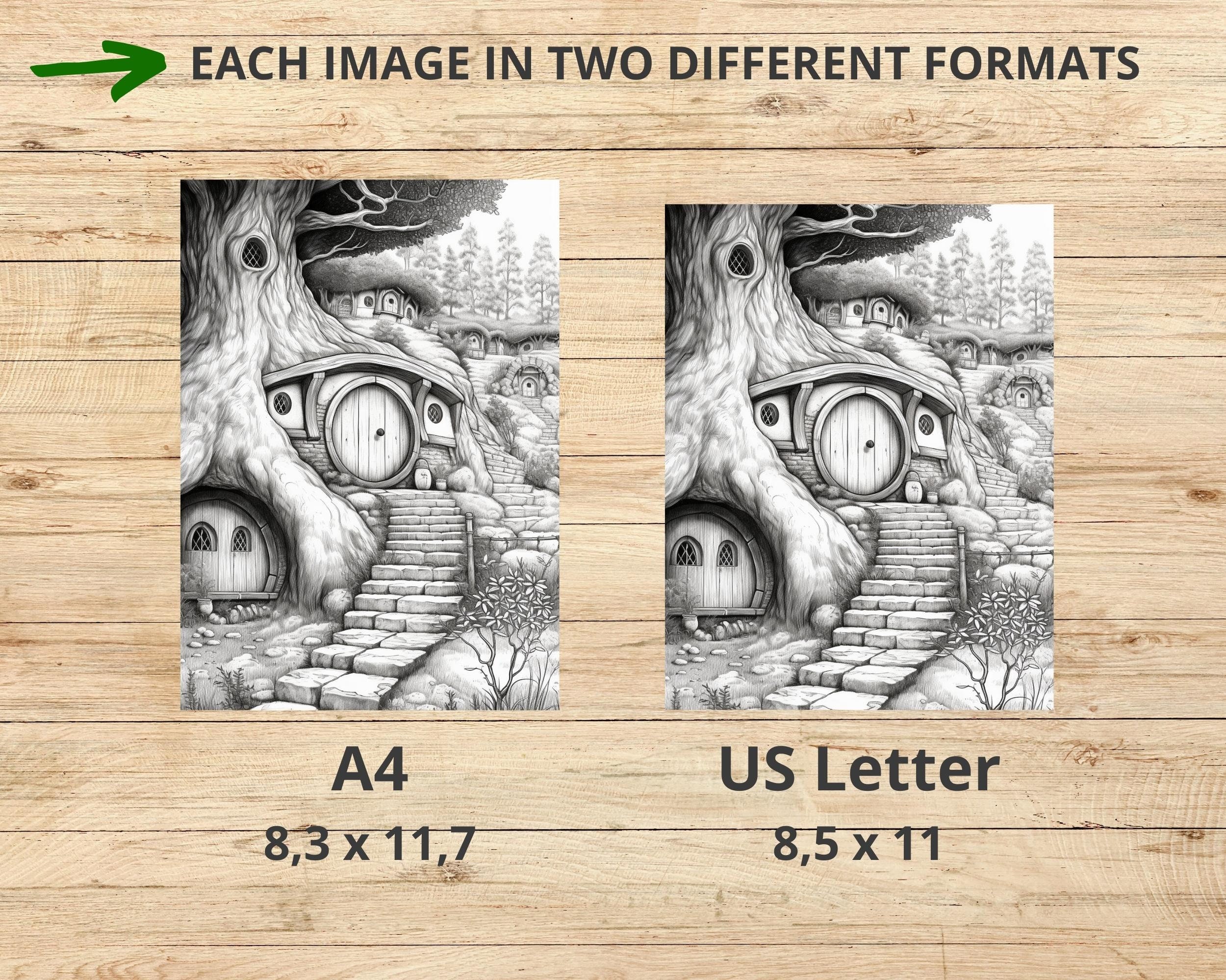30 Printable Grayscale Hobbit Holes Coloring Pages Adult - Etsy