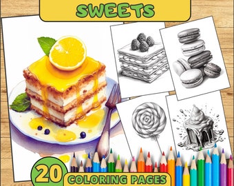 20 Süßigkeiten Malvorlagen, Eis Malbuch, Lebensmittel Ausmalseiten, Eis Malvorlagen, Süßigkeiten Malvorlagen, Donut Malvorlagen