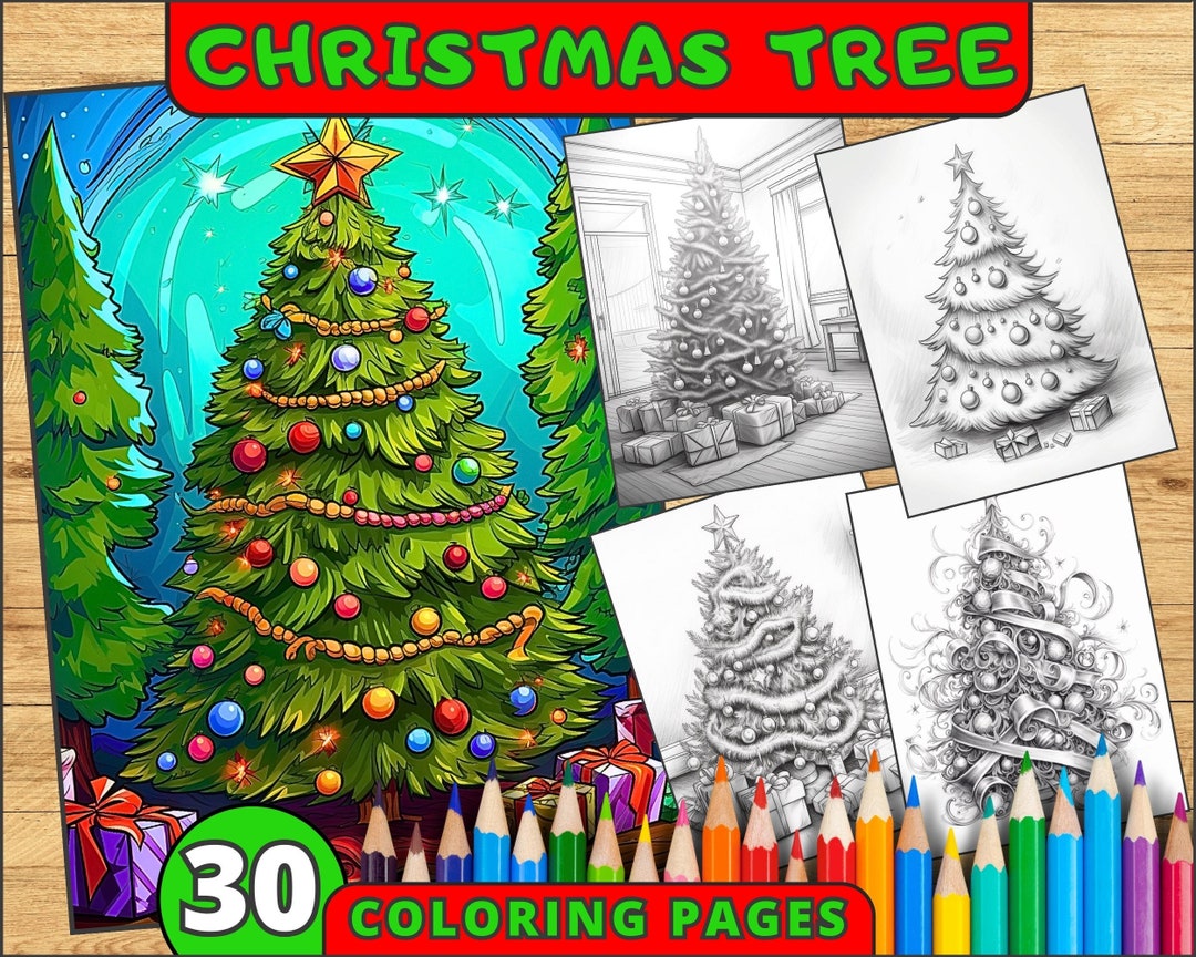 30 Christmas Tree Coloring Pages Xmas Coloring Pages Winter - Etsy