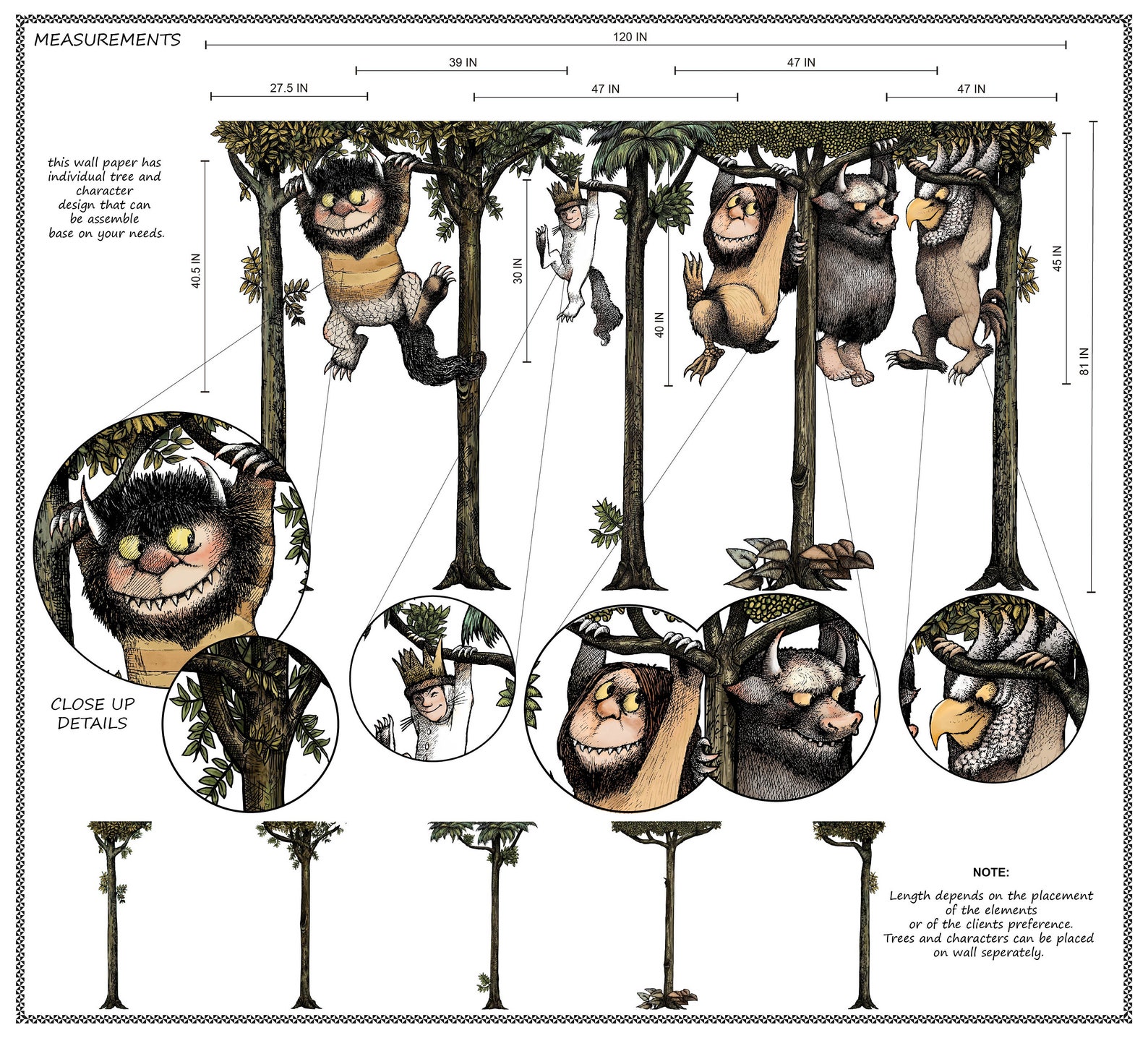 Peel and Stick Where the Wild Things Are Wall Decal for Bedroom