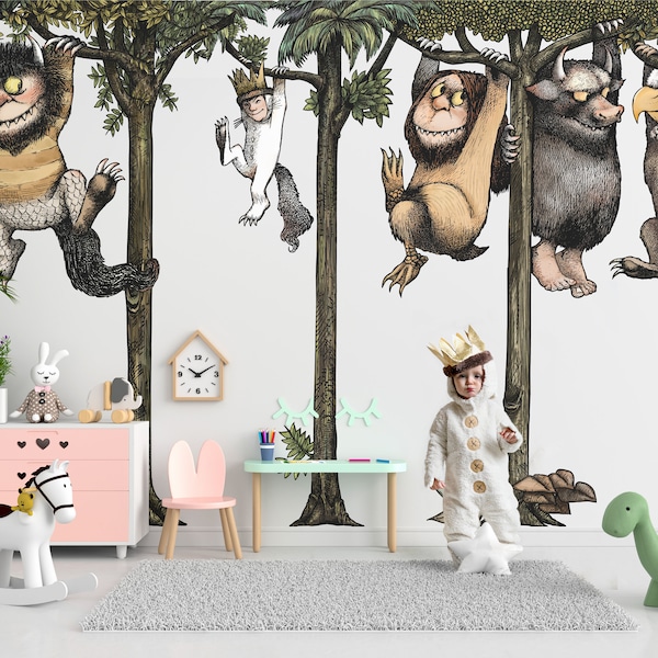 Removable Where the wild things are with monsters wall decal king max wall decor home decor for nursery and kid room