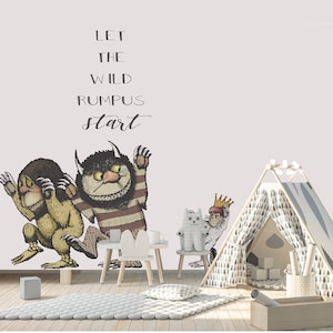 Where the wild things are, with monsters wall sticker, baby wall decal wallpaper for kids