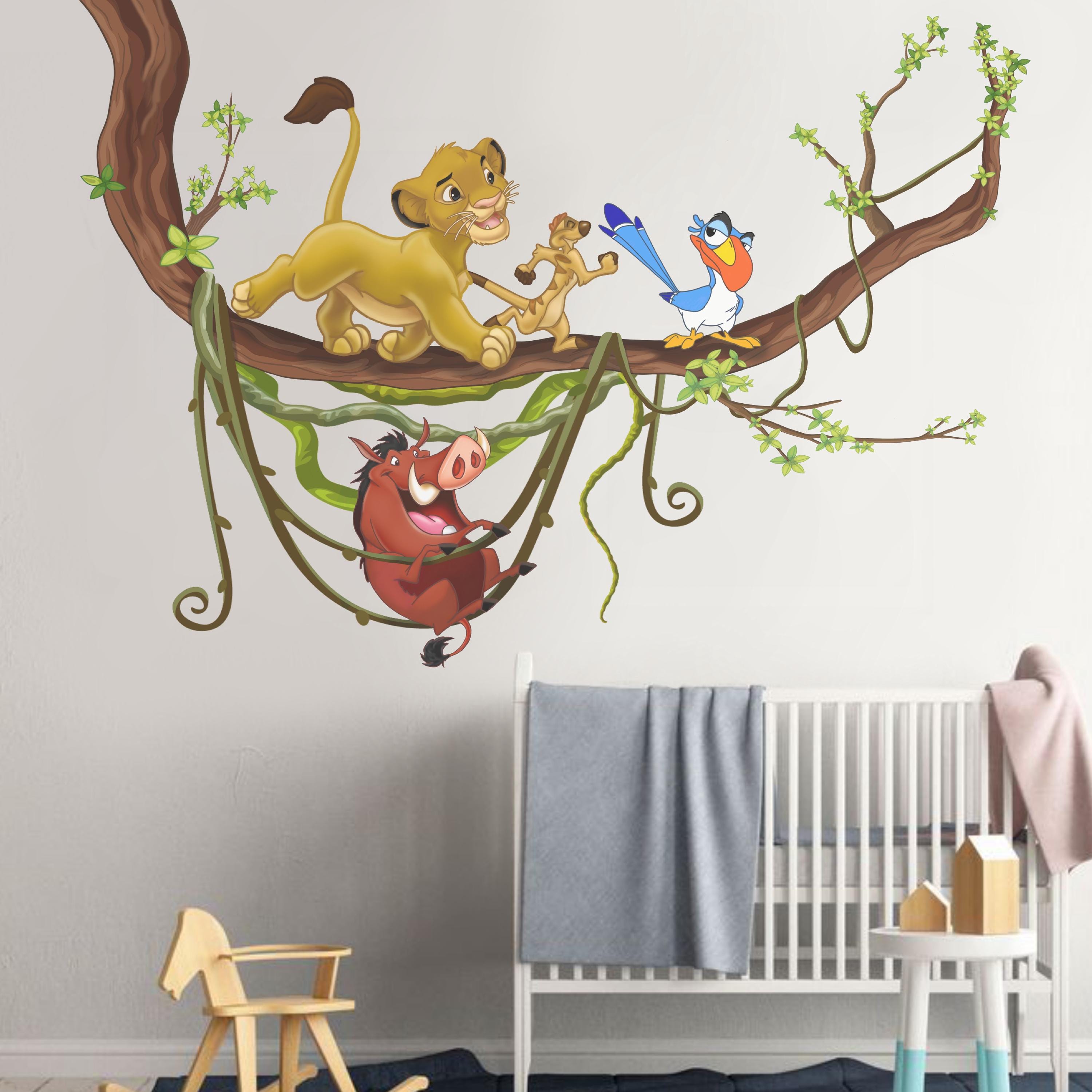 The Lion King Removable Simba Timon and Pumbaa Wall Decal for Bedroom Savannah Animal Wall Sticker for Nursery Mural Decor for Kids