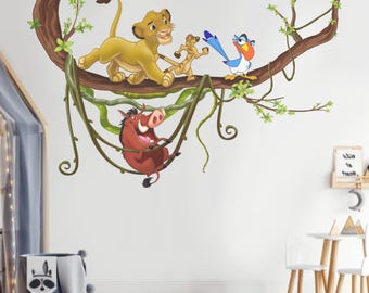 Peel and Stick Lion King Wallpaper for Bedroom Simba, Timon and Pumbaa Wall Decal for Kids Nursery Wall Sticker and Decor