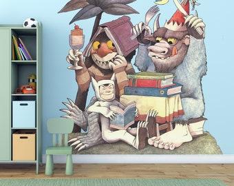 Where the Wild things Are With Monsters Wall Sticker for Kids Room King Max Wall decals Living Room Animals Wall Art Nursery Decor Wallpaper
