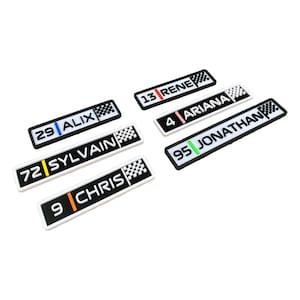 Formel-1-Schild mit individuellem Namen, Nummer und Farbe zur Dekoration