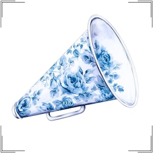 Aquarell Jubelkegel Clipart, Chinoiserie Cheerleader png, Blaue Toile Blume Megaphon png, Jubelstimme Kegel png, Blaues Aquarell College