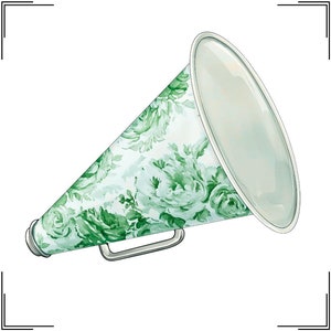 Aquarell Cheer Cone Clipart, Chinoiserie Cheerleader png, Grüne Toile Blume Megaphon png, Jubelstimme Cone png, Waldgrün College