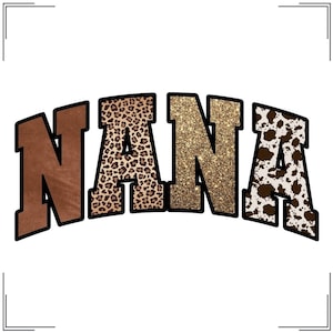 Nana vaquera occidental png, madre e hija a juego png, diseño de abuela Hola, diseño retro de abuela, madre e hija con purpurina dorada de guepardo png