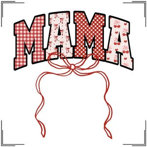Cereja vermelha Mama png, aquarela cereja laço mãe, dia das mães nova ideia de presente para mãe, primavera tempo design de camisa png, xadrez cereja coração