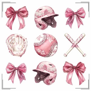 Girly Coquette Baseball Collage png, roze chinoiserie-honkbalstrikken aquarel, roze bloementoile sportteamontwerp, Varsity College Bat
