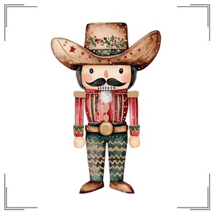 Quebra-nozes do país PNG, Clipart de quebra-nozes de Natal de rodeio, Arte de quebra-nozes vintage do sudoeste, Quebra-nozes de chapéu de cowboy PNG, Olá feriado