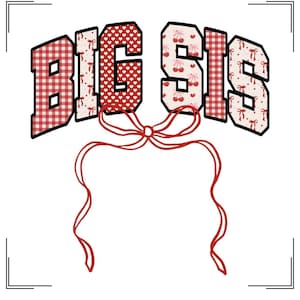 Kersenrood Big Sis png, aquarel Cherry Bow Sister, Moederdag cadeau idee nieuwe moeder, lente shirtontwerp png, geruit kersenhart