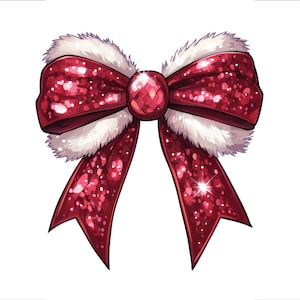 Laço vermelho de Natal png, Laço de lantejoulas vermelhas png, Laço de Natal de desenho animado png, Laço de pele branca png, Laço de bola de discoteca png, Laço de Natal coquete clipart png
